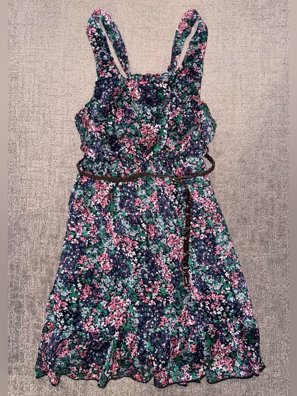 Shasa Pink & Green Floral Chiffon Style Dress - Small